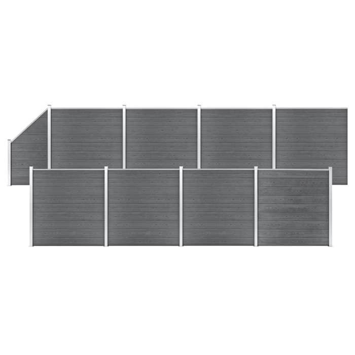 Ensemble de clôture WPC - VIDAXL - 1484x186 cm - Gris - Durable - Facile à assembler