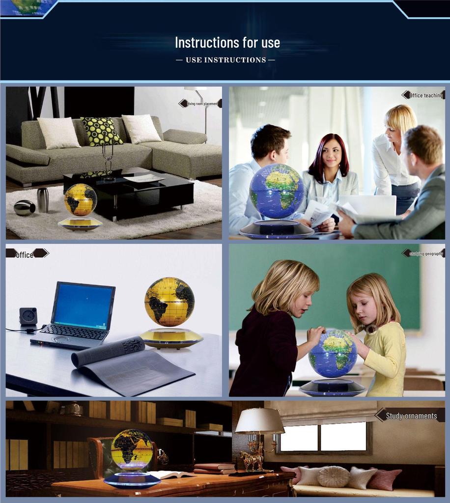 Creative 6-Inch Luminous Magnetic Levitation Globe Ornament