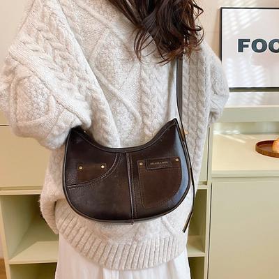 Solid PU Half Moon Shoulder Bags High Quality Sense of Luxury Designer Style Personality Hot Fashionable Feminine Crossbody Bags