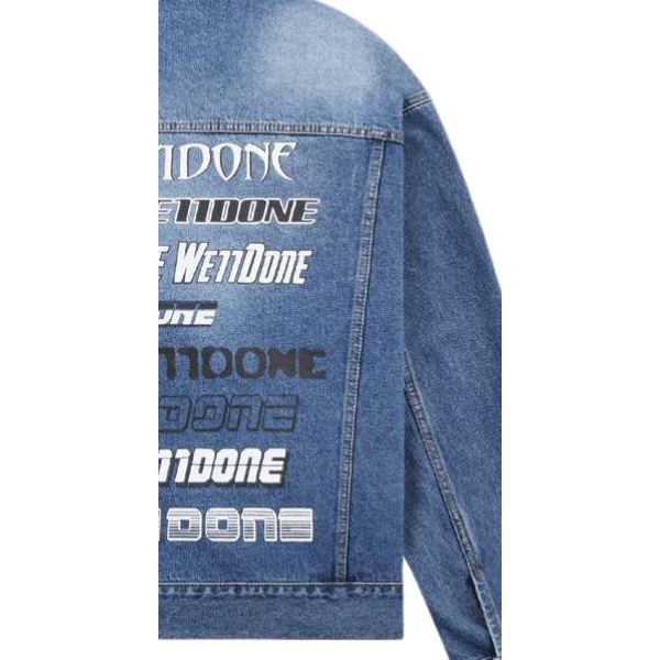 WE11DONE Ss23 Logo Print Casual Denim Jacket Unisex Jackets Blue WD-DJ1-23-915-U-BL