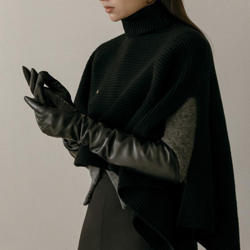MAUVER U Tawny Lambskin Leather Gloves _ Black