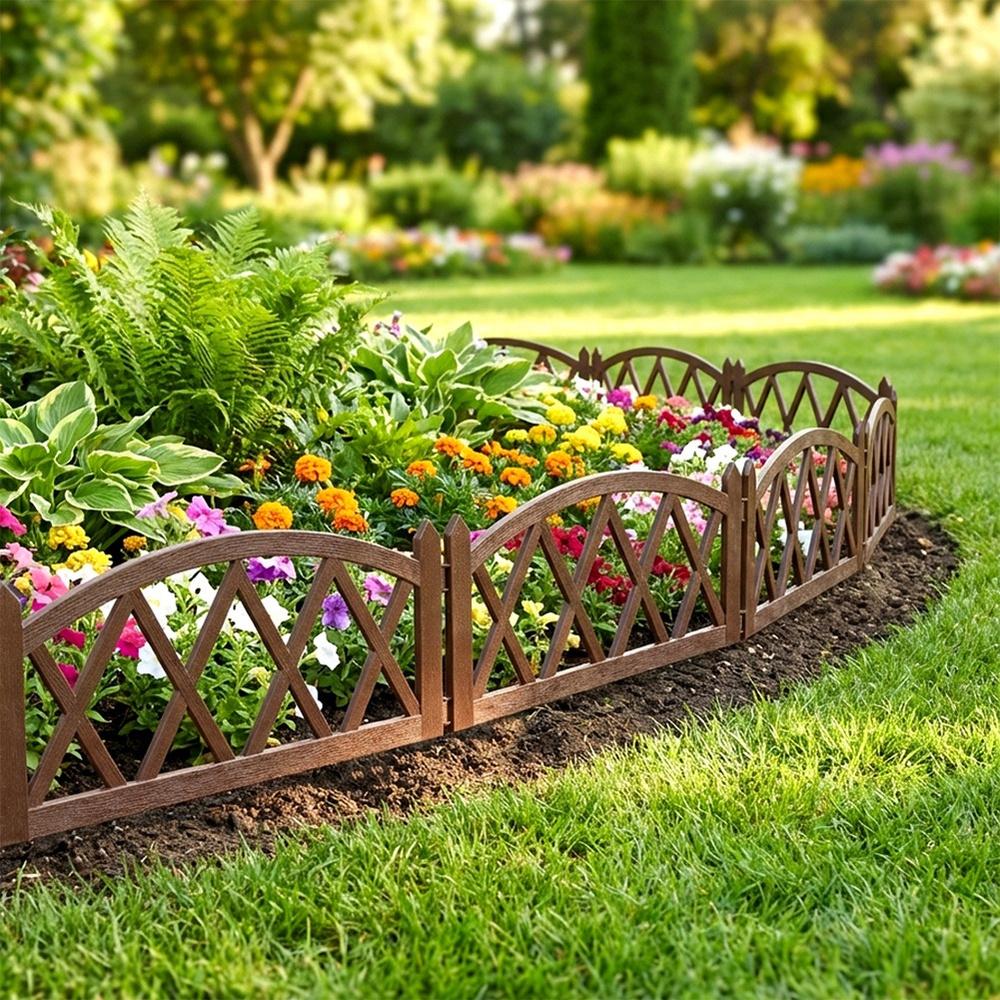8X Płotek Ogrodowy Brązowy Border Palisada Obrzeże Trawnika Grządki 456 Cm