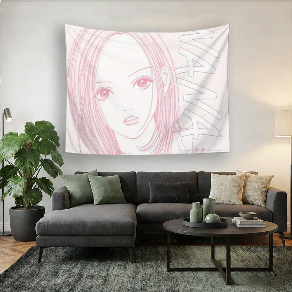 1pc Anime Fabric Tapestry Pink Hair Vivid Eyes Character Wall Hanging Style Art for Indoor Home Decor