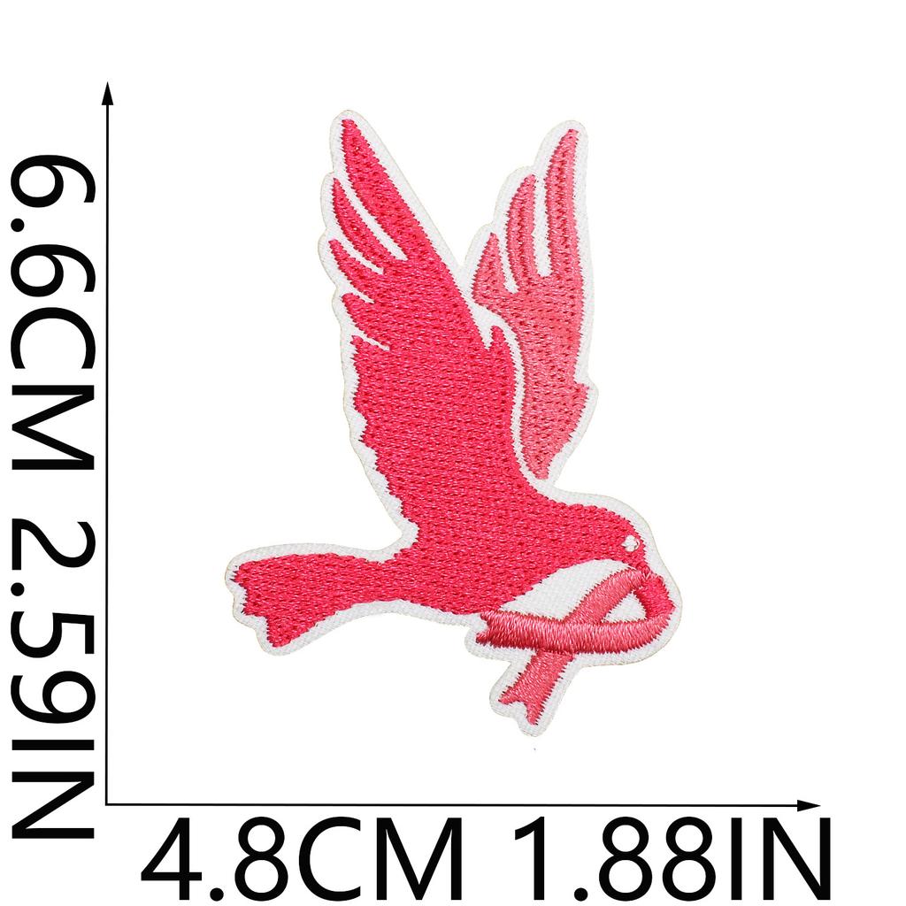 Health Day Embroidery Sticker Caring For Women Zhang Zai Computer Embroidery Label Clothes Bag Decoration Pink Ribbon Patch Sticker