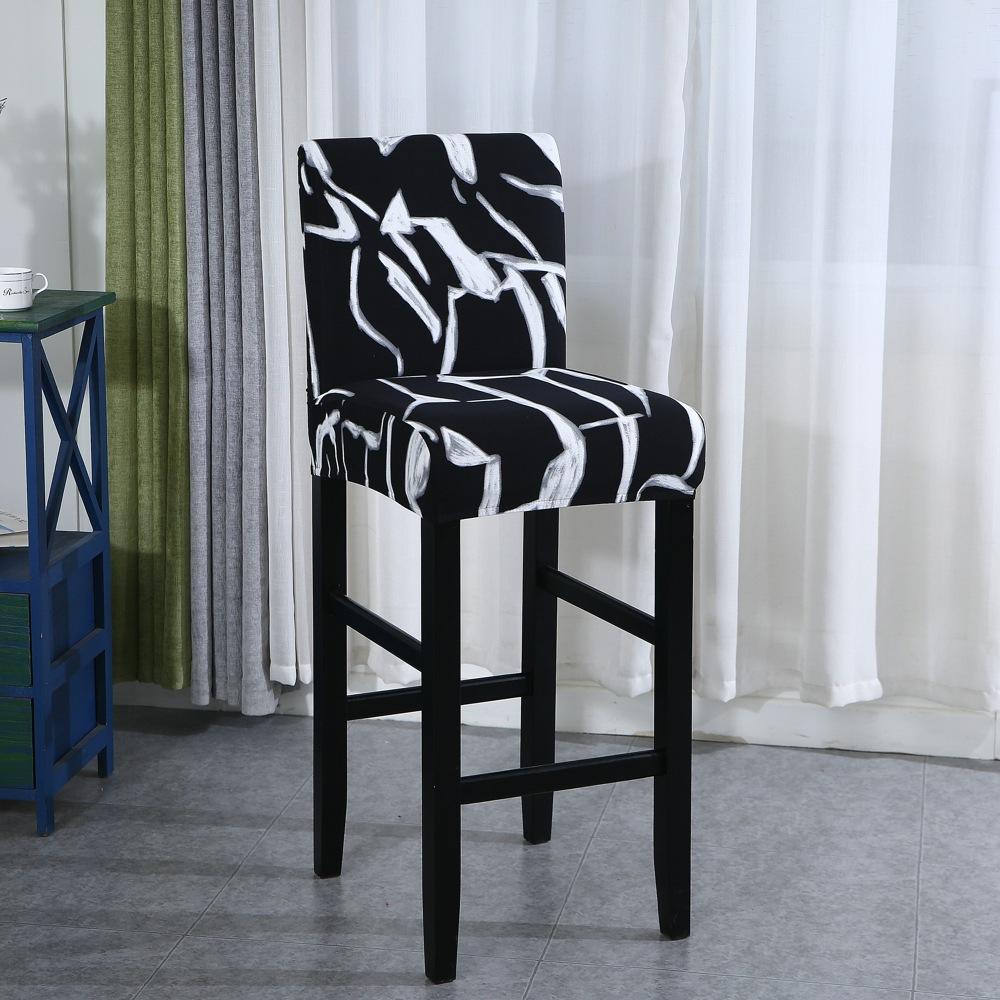 Elastic Bar Stool Chair Cover Home Dining Room Bar Seat Cover Geometric Style Restaurant Hotel Decor Washable Easy Cover 1pc