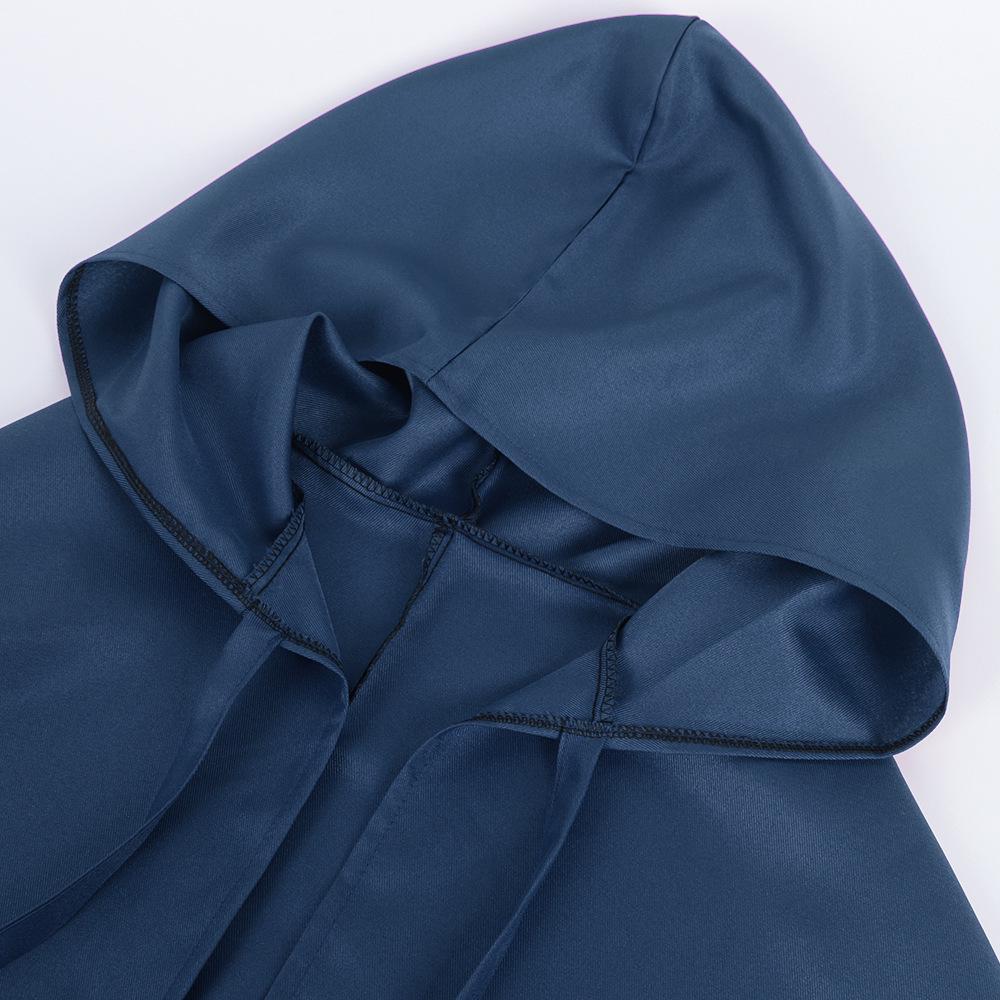 2025 Dark Medieval Hooded Cloak: Retro Stand Collar Halloween Cape, Solid Color