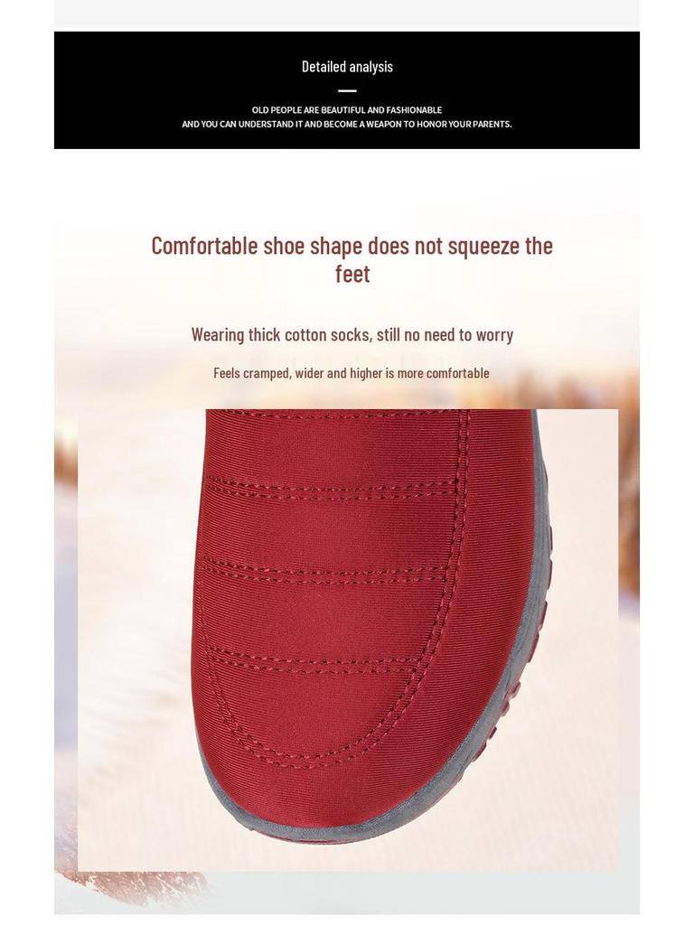 Women's Plush Warm Waterproof Hiking Shoes - Non-Slip, Easy-On for Middle-Aged & Seniors