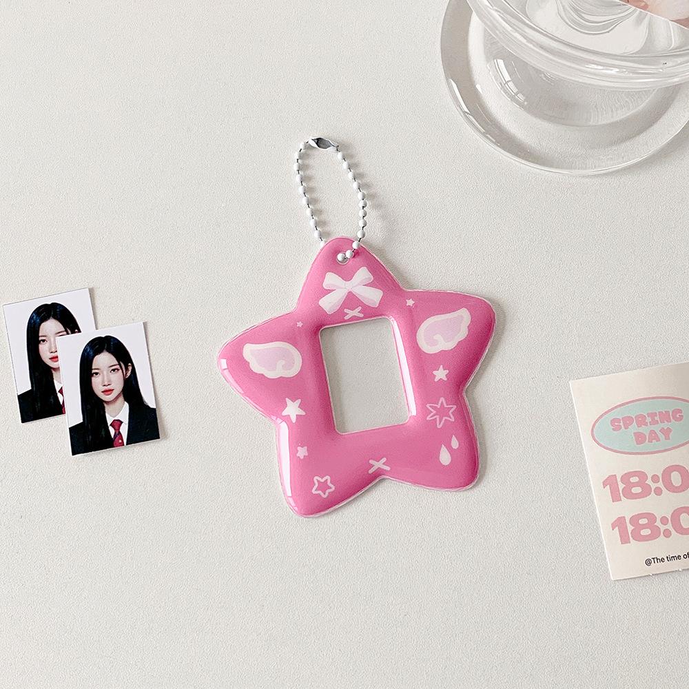 Star Pendant ID Photo Photocard Frame With Keychain Card Protective Case  Student Friends