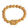 Natural Xinjiang Golden Silk Jade Pixiu Bracelet - Gobi Yellow Jade Protector