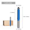 1/2 Shank End Dual Flutes Ball Bearing Flush Router Bit Straight Shank Trim Wood Milling Cutters for Woodworking