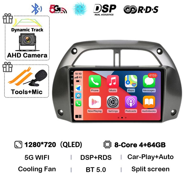 Android14 Carplay Car Radio For Toyota RAV4 Rav 4 2001 2002 2003 2004 2005 2006 Multimedia GPS Player Stereo 2din Head Unit DSP