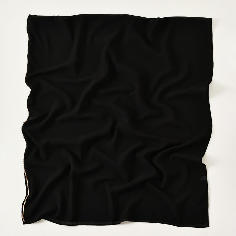 

Популярный шарф-цепочка из жемчужного шифона, лидер продаж, однотонный шифоновый легкий и дышащий головной платок из пряжи