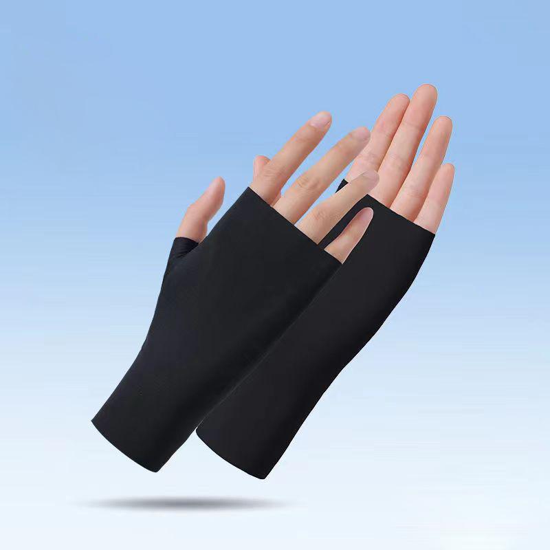 Women Fingerless Sunscreen Gloves Thin Cool Ice Silk Silky Sun Block Driving Gloves For Women Men Driving Summer UV Protection