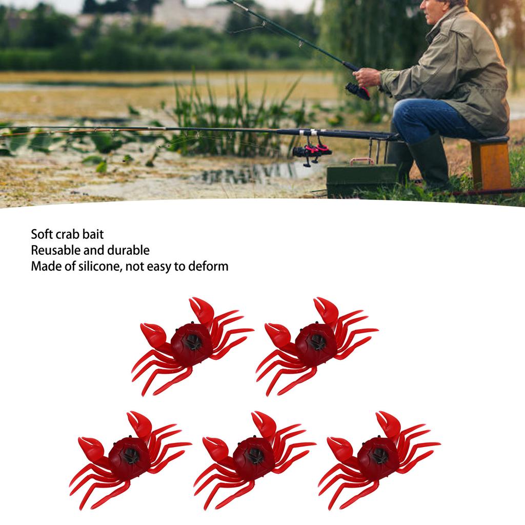 5PCS Simulated Crab Bait Soft Silicone Portable Reusable Artificial Fishing Lure for Angling