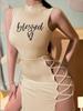 2024 Summer Sexy Tie-Up Tank Top High Slit Print Dress Collection