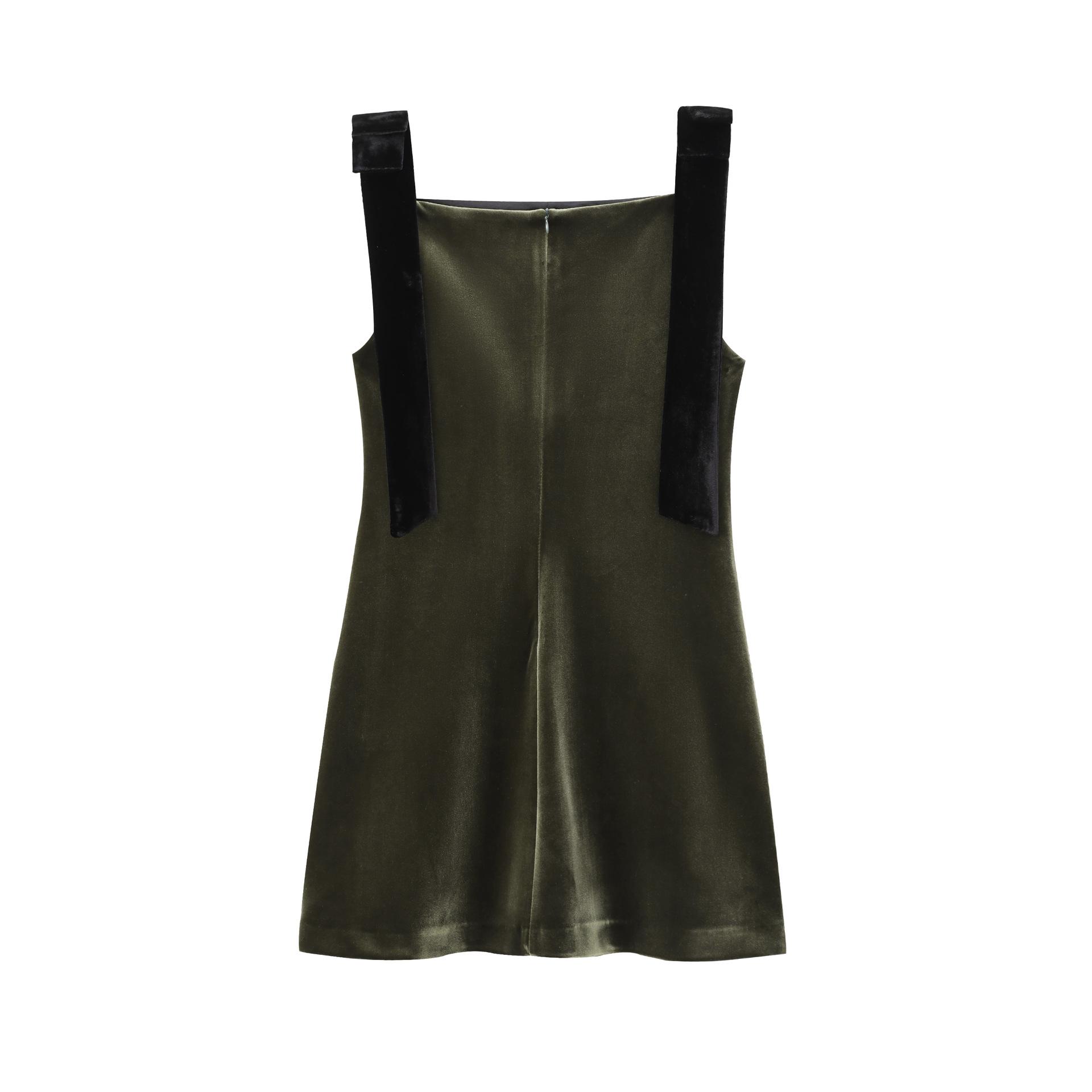 

Женское бархатное платье с бантом для летнего вечера - Открытая спина, короткое, на бретелях Small чёрный