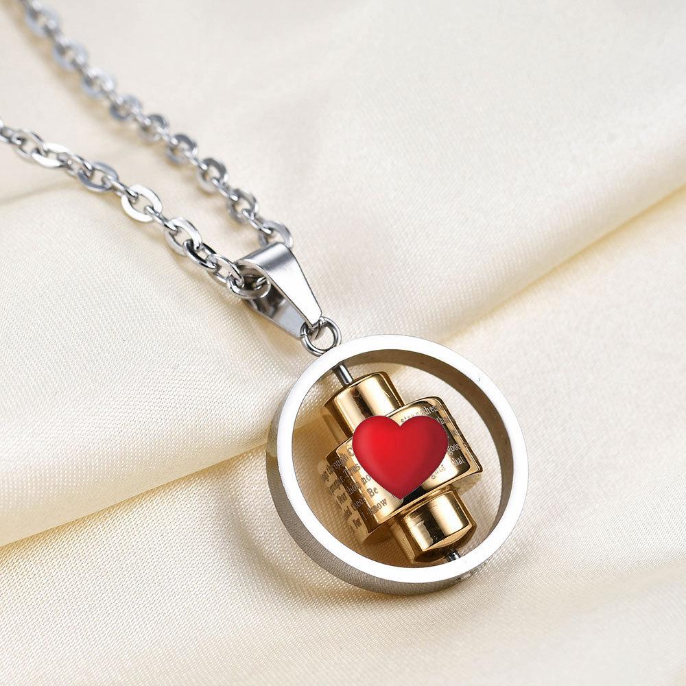 Rotatable Hollow Engraved Cross Stainless Steel Necklace for Men