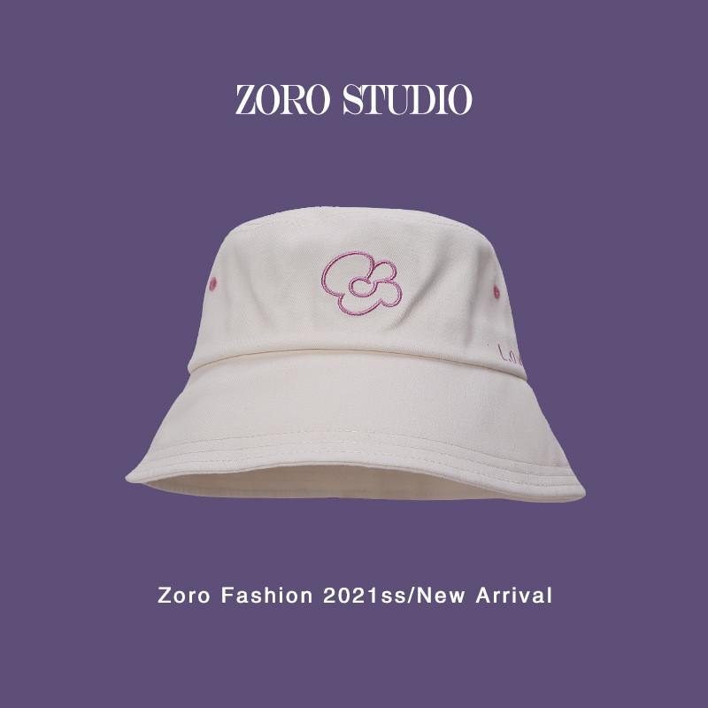 Sweet Embroidered Floral Cotton Bucket Hat For Women Breathable Short Brim Design