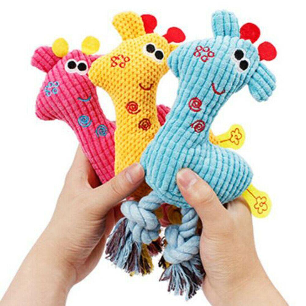 Delightful Giraffe Dog Chew Squeak Toy Interactive Plush Animal For Playful Puppies