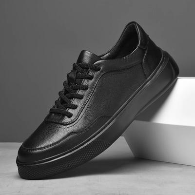 FashionGenuine Leather Mens Casual Shoes Classic Comfortable Black Sneakers Men Walking Vulcanize Shoes New Skateboard Footwear Male