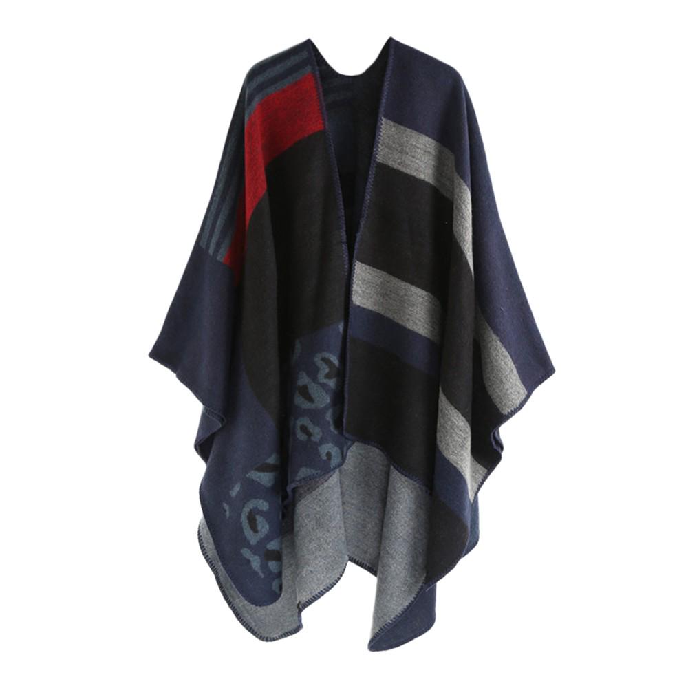Women Winter Thick Leopard Stripe Cashmere Scarf  Shawl Wrap Cover Coat