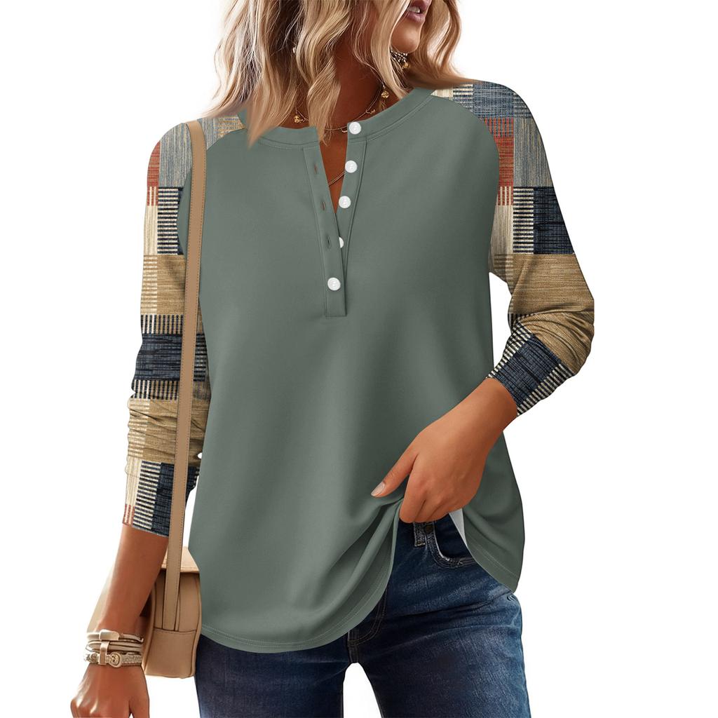 Women's Fashion  Loose Long Sleeve Round Neck Casual Top