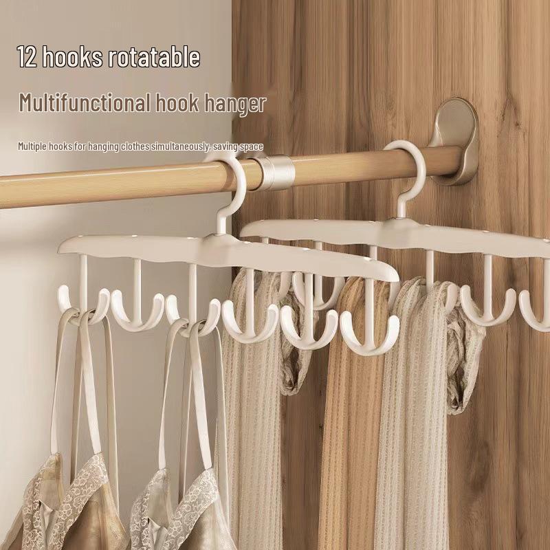 12-Hook Rotatable Multifunctional Plastic Hanger for Clothes, Underwear, Vests, and Hats