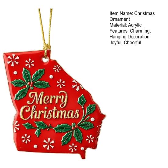 State Pride Christmas Ornaments Acrylic State Shaped Xmas Tree Hanging Decoration
