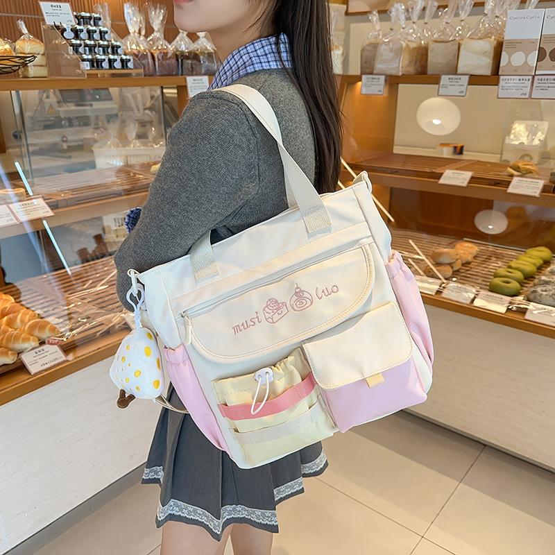 Damska Torba na Ramię Torba Studencka Color Block Torba Crossbody z Portmonetką