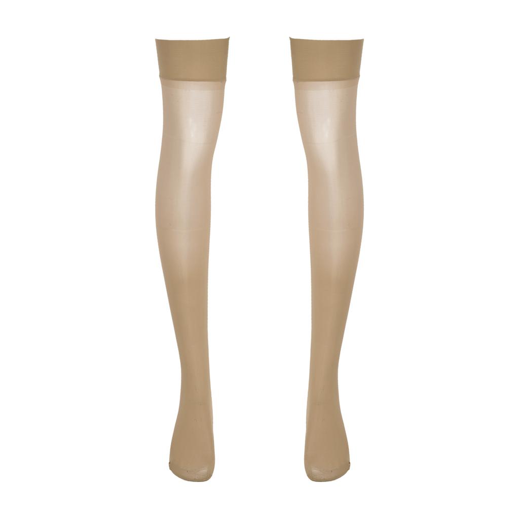 Mens Sheer Thigh High Stockings Glossy Stretchy Solid Color Thin Socks for Bold Fashion