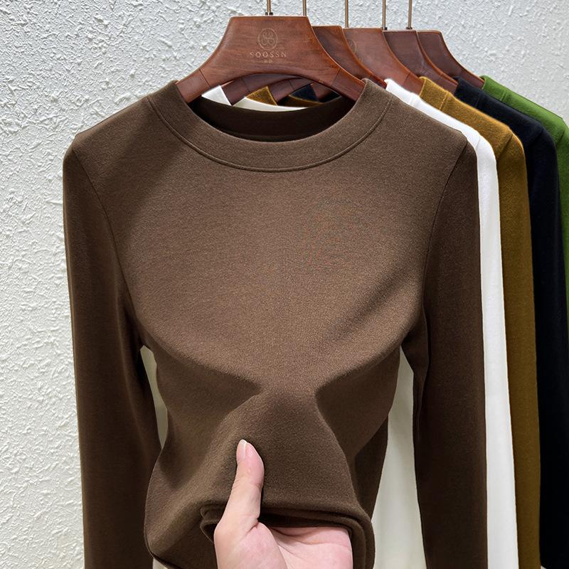 White Top Modal Cotton Crew Neck Bottoming Shirt Summer and Autumn New Long-sleeved T-shirt Imitation Cashmere