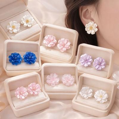 Luxury Camellia Earrings Exquisite Petals Earrings Fashion Flower Earrings  For Women Girls
