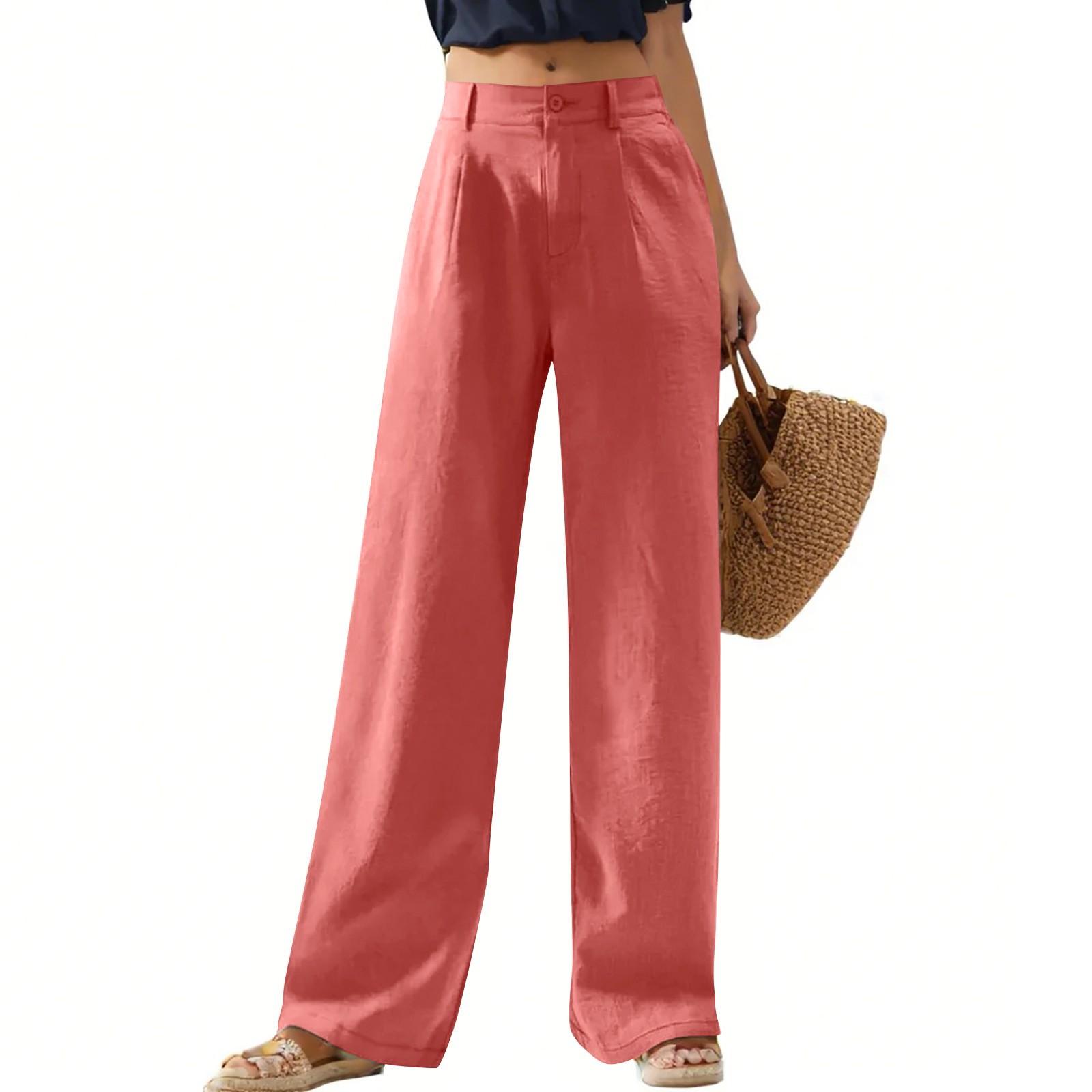 

Женские повседневные широкие брюки с высокой талией на пуговицах, прямые длинные брюки, брюки палаццо M