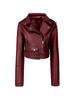 Cross-border Women's PU Jacket Short Belt Adjustable Belt Zipper Lapel Jacket Leather Jacket