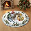 Indoor Decorative Floor Covering Round 3D Christmas Rug, Vortex Optical Illusion Area Santa Snowman Staircase Low Profile Fireplace Mat Depth Pattern,
