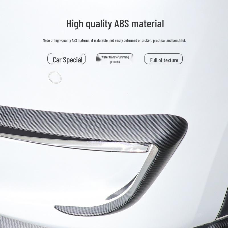 Tesla Model 3/Y Kohlefaser Windabweiser-Abdeckung & Nebelscheinwerfer-Spoiler Set