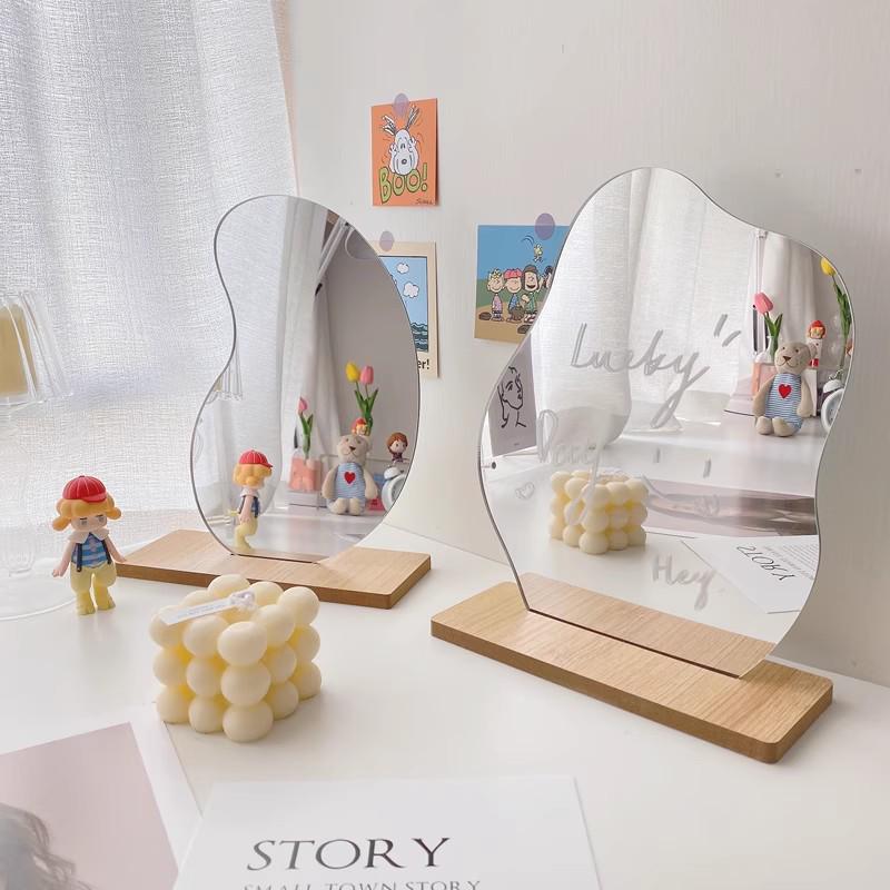 INS Wooden Vanity Makeup Mirror for Dorms and Homestays