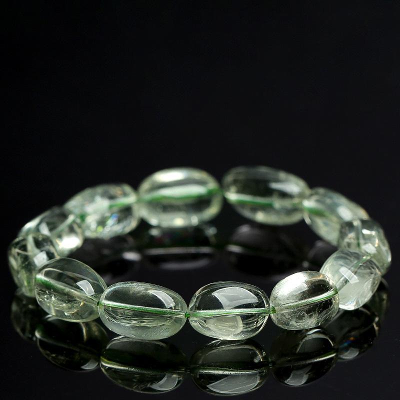 Hongchu Crystal Natural Green Crystal Barrel Bead Bracelet Ice Green Crystal Barrel Bead Irregular Shape Bracelet Scattered Beads