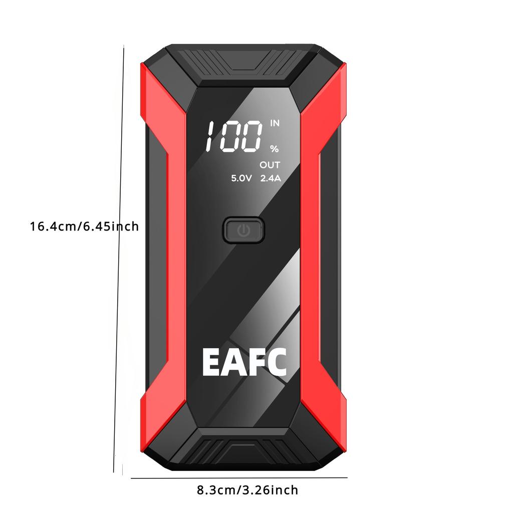 EAFC Protable Car Jump Starter Emergency Power Bank, 12V Portable Car Booster For 6.0L Gas & 4L Diesel Cars