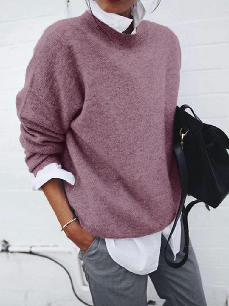 Europäischer und amerikanischer Hemdkragen Langarmpullover mit Fake-Zweiteiler-Design