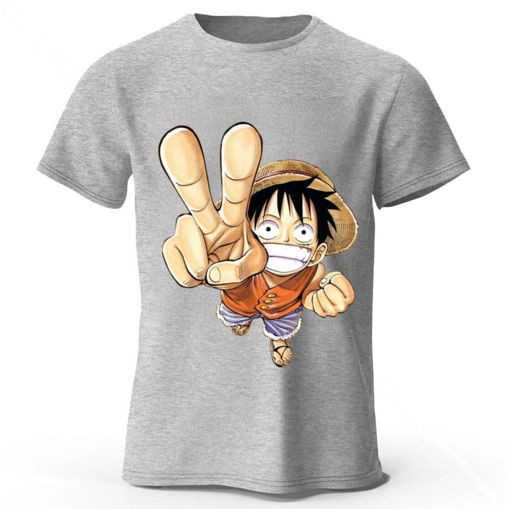 One Piece Luffy Summer New Pure Cotton Short Sleeved Mens and Womens Fashionable Street Wear Plus Size Loose Sports Tshirt
