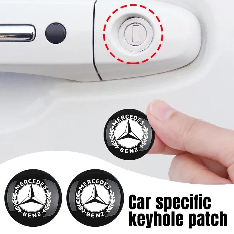 For Mercedes Benz 2Pcs Car styling Lock Keyhole Stickers Decoration Protection For Mercedes Benz C180 C200 C260 C300 W108 W124 W