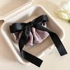 Hairpin French Style Satin Texture Dot Print Ribbon Bowknot Decor Spring Hair Clip Versatile Lightweight Hair Accessory