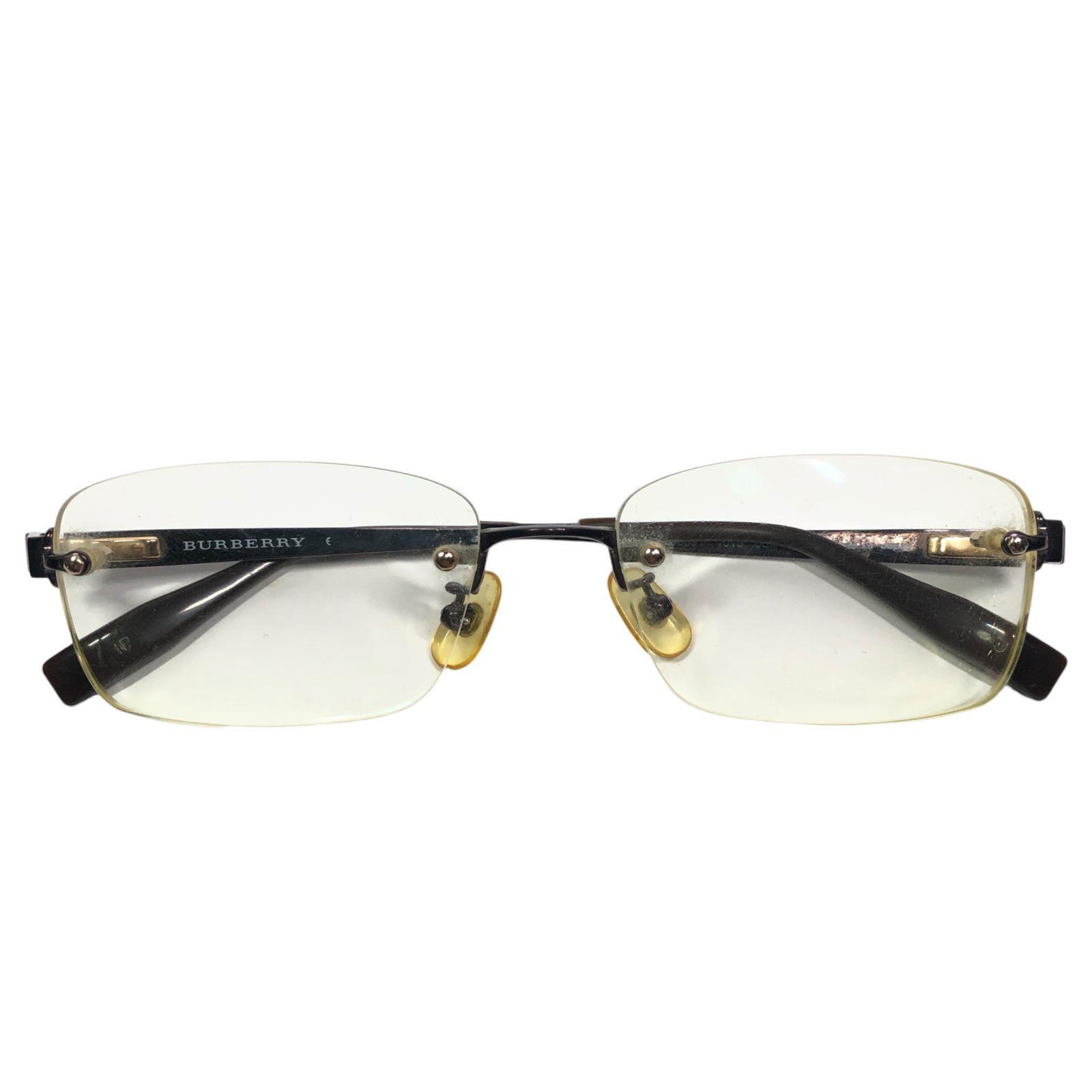 Used [Burberry] Authentic BURBERRY Glasses Rimless Two Point Check BE 1089T Prescription Sunglasses Glasses Men s Women s Made in Japan
