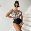 2023 Ruffle Lace Print One-Piece Women's Swimsuit