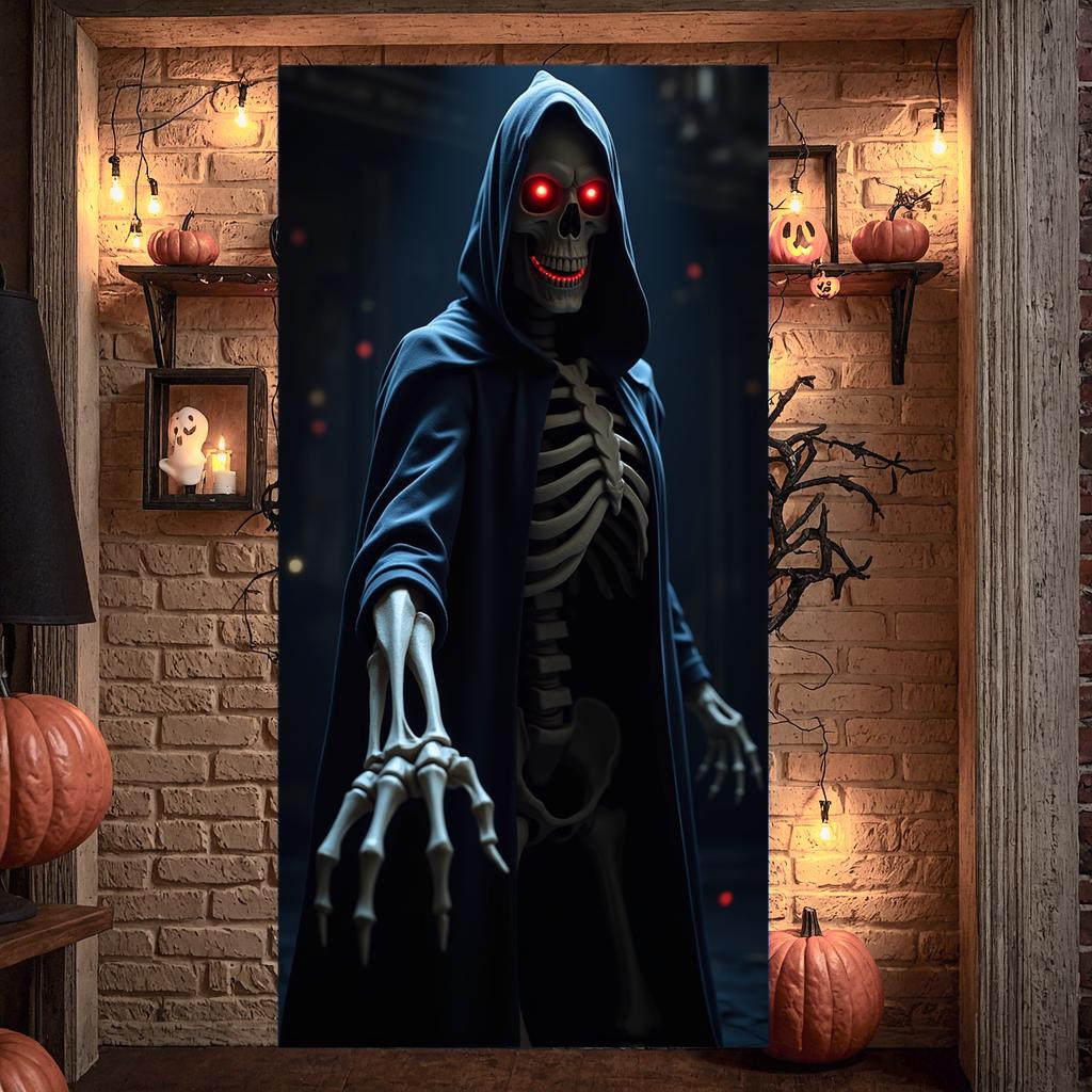 Skeleton Banner Spooky Gothic Decor Party Decoration Dark Atmosphere Haunted House For Gothic Event Indoor Decoration Night