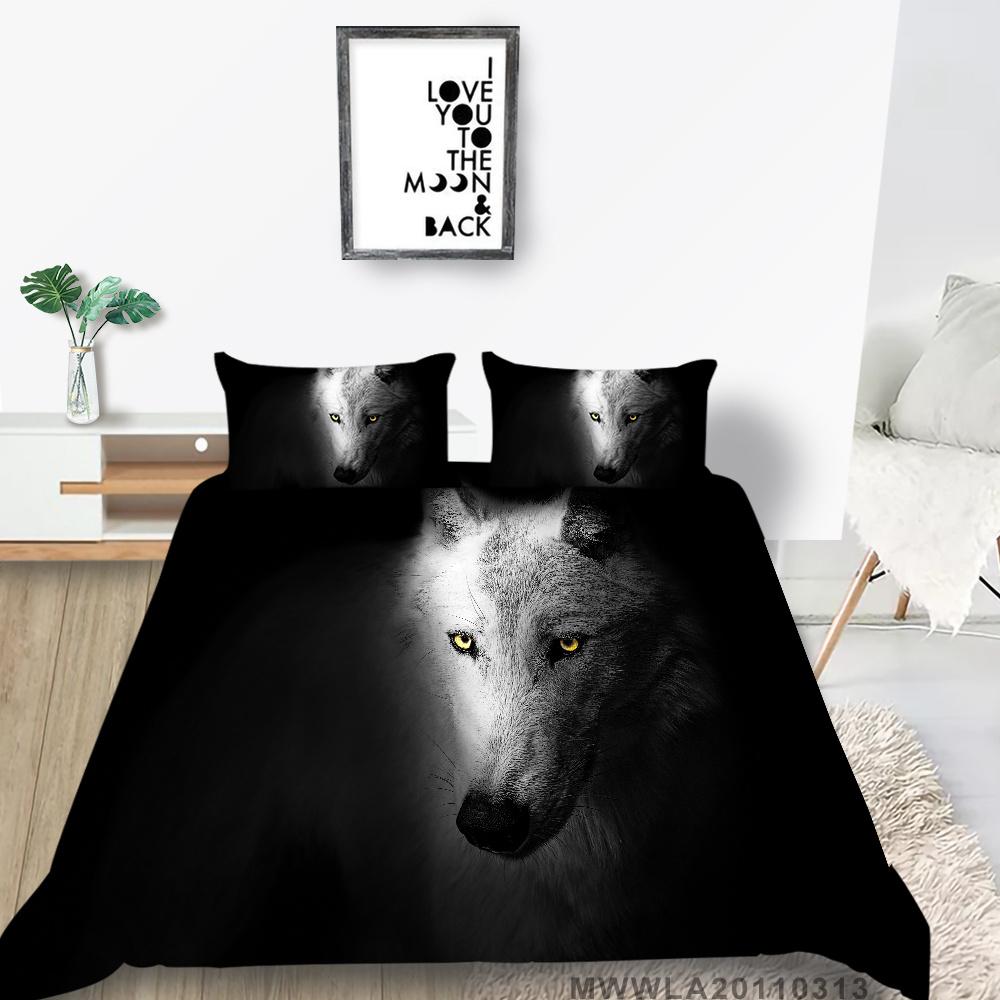 2023 New Style Comforter Cover Set 3D Wolf Printing Duvet Cover Animals Polyester Home Textiles Boys Girls Single Size Pillowcase