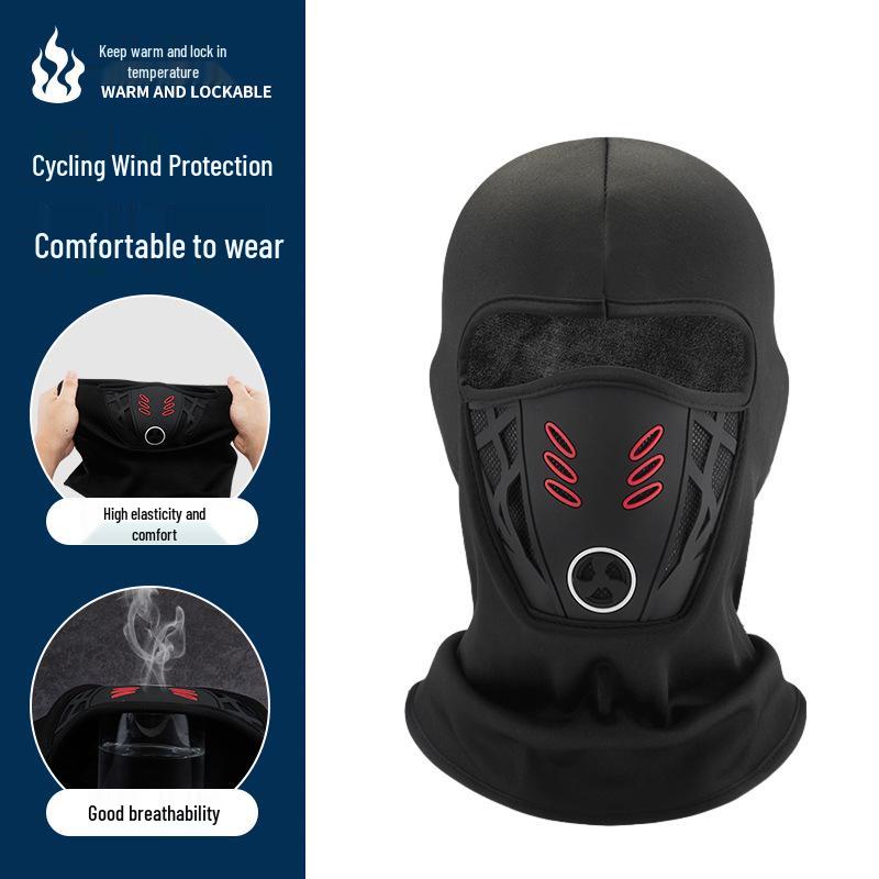 Men's Winter Fleece-Lined Face Mask: Windproof Full Face Helmet Liner for Cycling, Motorcycling, and Skiing.