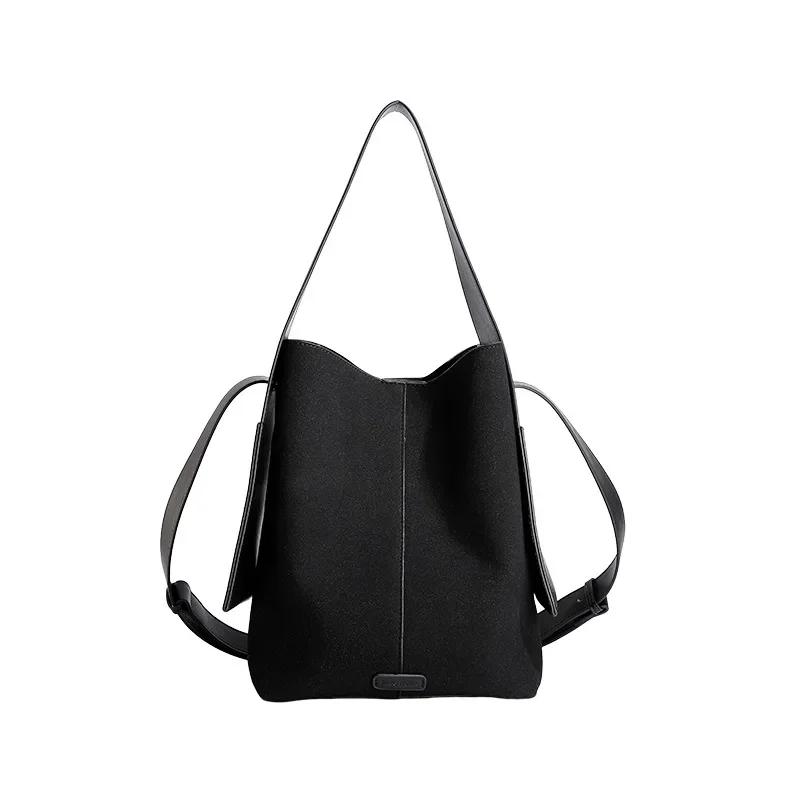 

Chic Casual Style Soft Touch Bucket Tote Large Suede Ear Strap Shoulder Bag