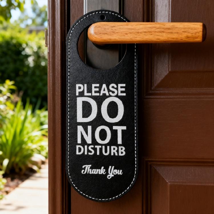 Reuseable PU Leather Double Sided Office Door Sign For Meeting Room Privacy Do Not Disturb Knock Please Hanging Sign